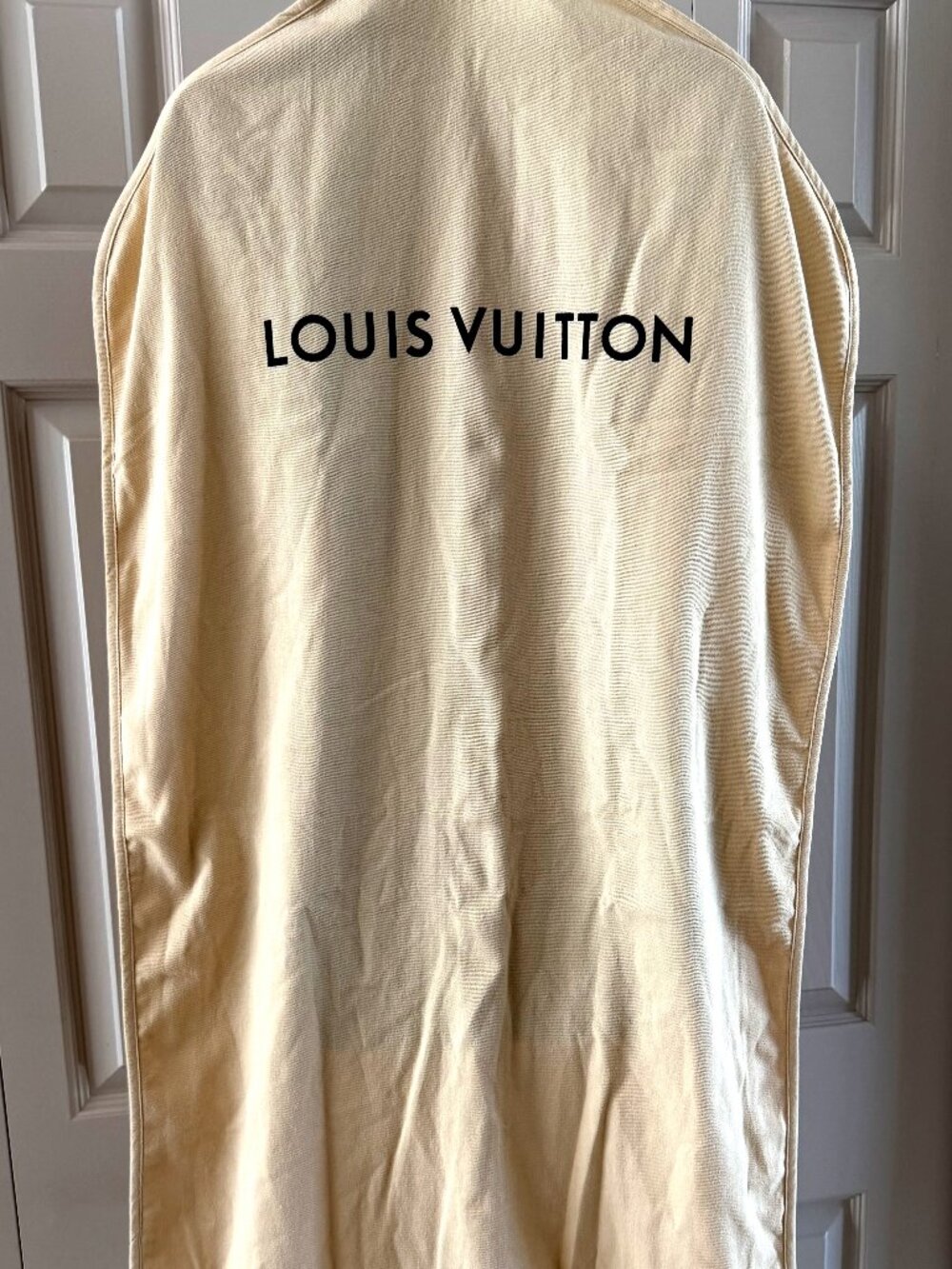 Louis Vuitton Cream Cotton Garment Bag Dust Cover 46" x 24" Dress Coat Suit